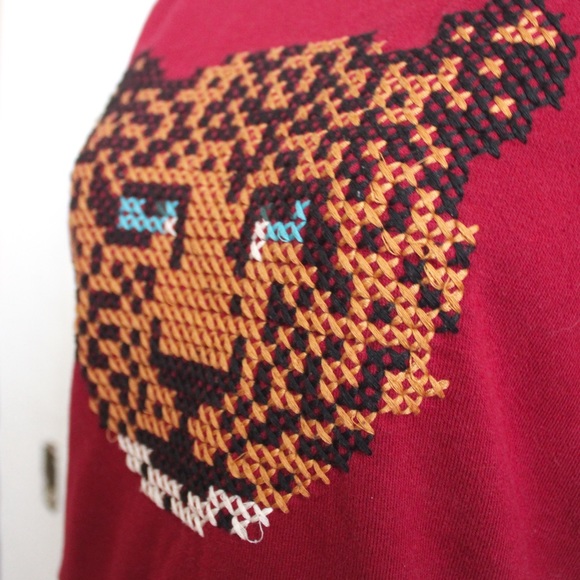 SOLD! Leopard Cross Stitch Pullover Sweater - Picture 3 of 6