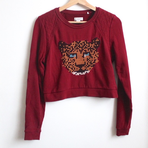 SOLD! Leopard Cross Stitch Pullover Sweater - Picture 5 of 6