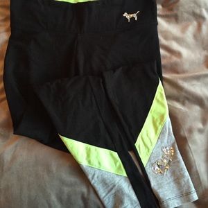 Black and lime green VS pink leggings!