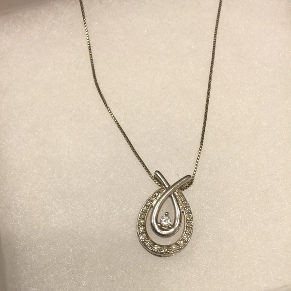 Kay Jeweler silver pave diamond pendant