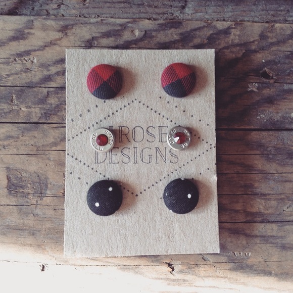 Handmade Jewelry - 3-Pair set of Handmade Earrings! 2 Button,1 Bullet Handmade Jewelry - 3-Pair set of Handmade Earrings! 2 Button,1 Bullet