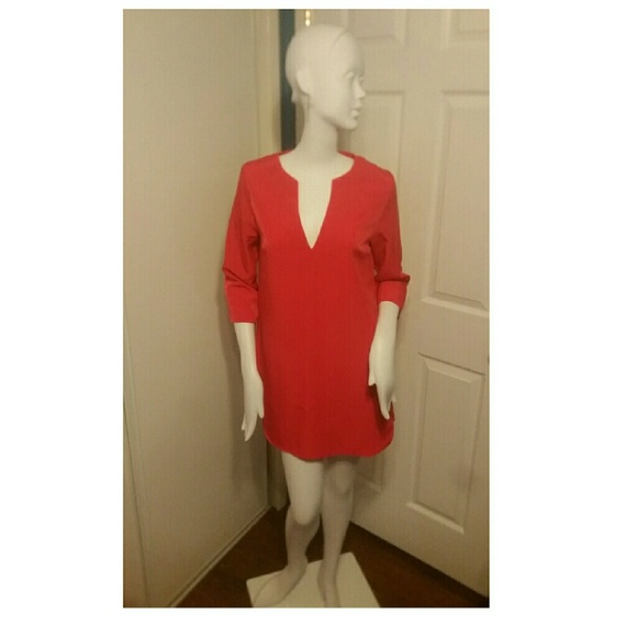 Red V-neck tunic