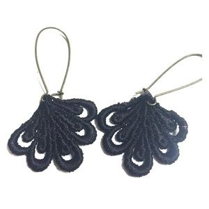Boho black lace earrings