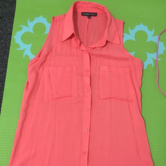 Wishful park coral sleeveless tunic