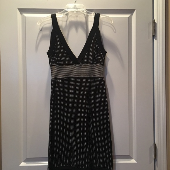 A black and white polka a dot dress