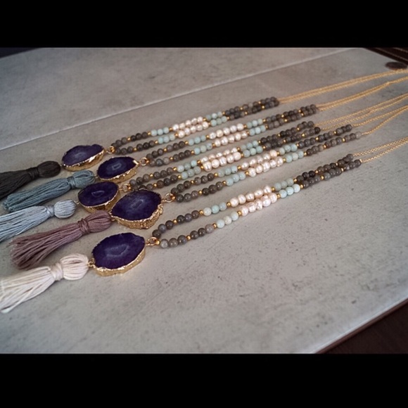 Choice Of Agate Pendant Tassel Necklaces - Picture 2 of 4