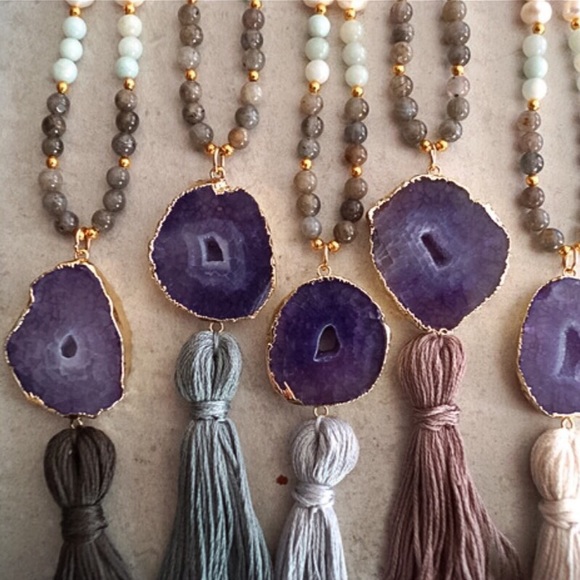 Choice Of Agate Pendant Tassel Necklaces - Picture 3 of 4