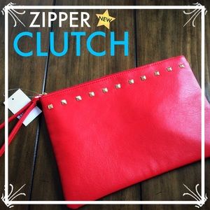 Faux Leather Studded Clutch