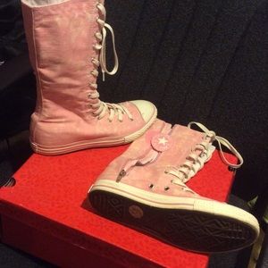 Pink knee high converse