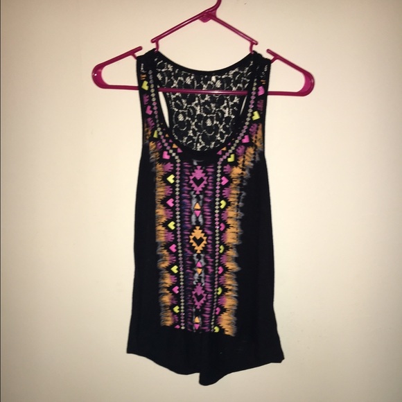 Colorful black tank top
