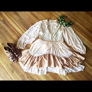 Free People billowy dress with bell sleeves