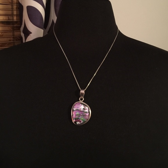 Pink and purple Dichroic glass pendant