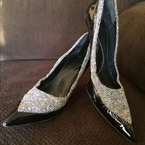 Patent Leather and Tweed Pumps