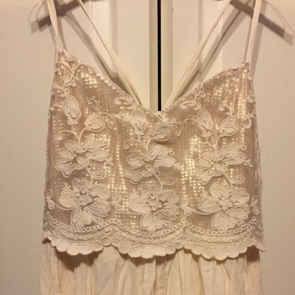 NWT Hollister cream sequin lace dress size M