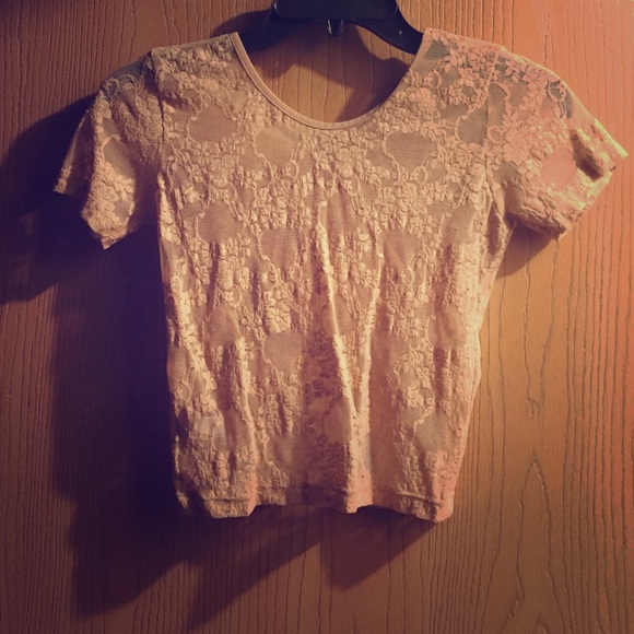 Cream real lace crop top
