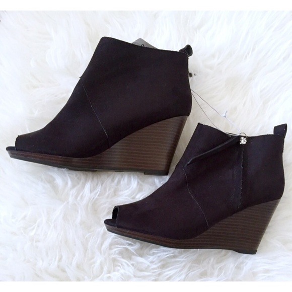 Mossimo Supply Co. Shoes - Black Suede Wedge Booties, Size 8.5