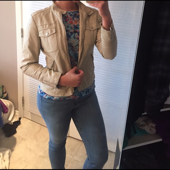 Nordstroms Cream faux leather jacket