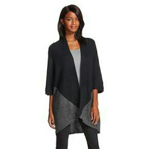 Black + Grey Oversized 3/4 Sleeve Long Cardigan.