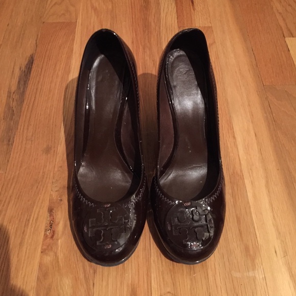 Tory Burch patent leather wedges
