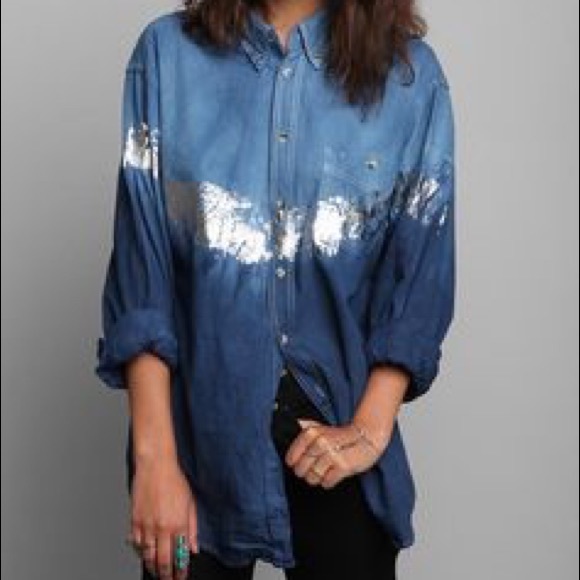 urban outfitters foiled ombré denim shirt