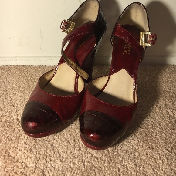 Michael Kors red crocodile pumps