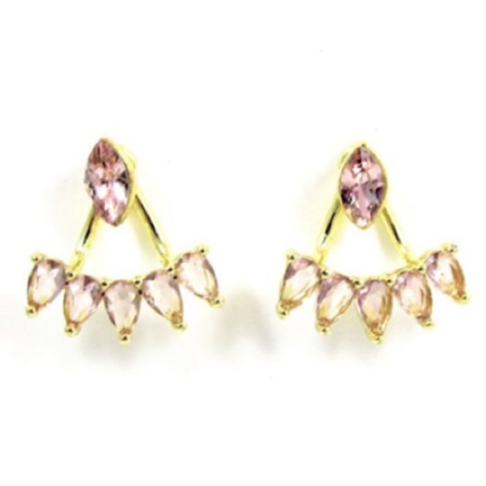 Last Pair! Rose Crystal Jacket Earrings - Picture 2 of 5