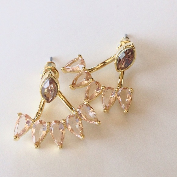 Last Pair! Rose Crystal Jacket Earrings - Picture 3 of 5