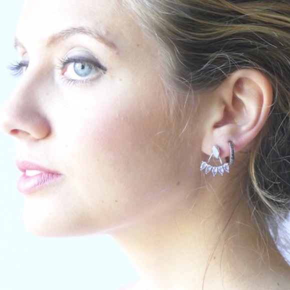 Last Pair! Rose Crystal Jacket Earrings - Picture 5 of 5