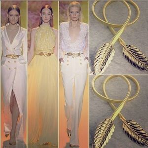 Fashionable women's metal leaves elastic belt