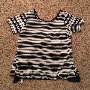 Charming Charlie white and navy blouse