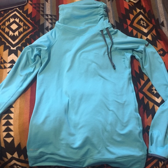 Nike pro cowl neck long sleeve top teal Aqua