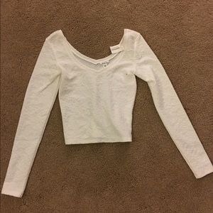 White Long Sleeve Crop Top