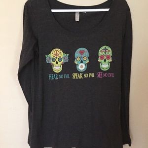 Hear/Speak/See No Evil Skull Shirt! NEVER WORN!
