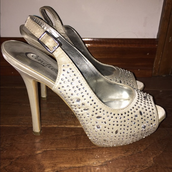 Satin rhinestone heels - Picture 1 of 3