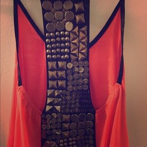 Coral coverup with gold beaded back! (s)