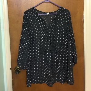 Smoky Gray & White Polka Dot Maternity Blouse