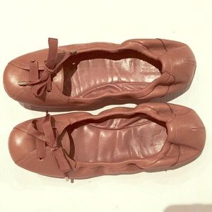 Bally lace up leather ballet flats