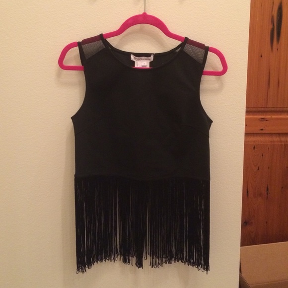 Black, fringe crop top