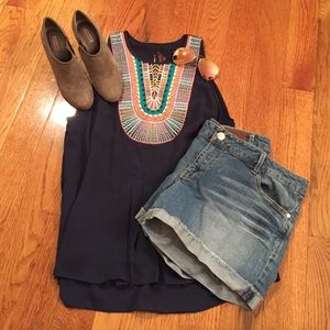 Navy Anthropologie sleeveless top size L