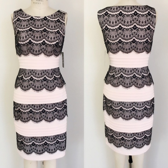 Jax Dresses & Skirts - NWT JAX pink with black lace stripe dress