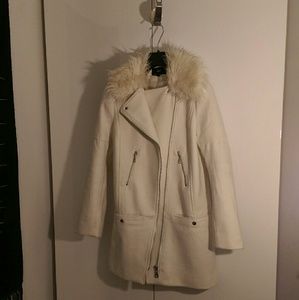 Off-white wool blended Coat.