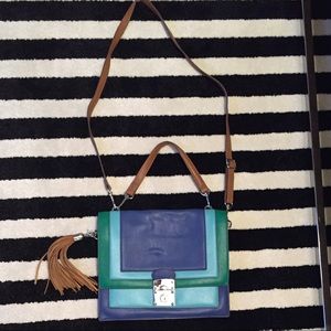 Melos Bianco Blue Green Color Block Crossbody