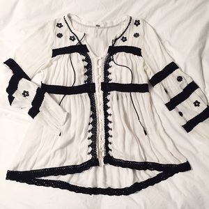 Free People Embroidered Peasant Top