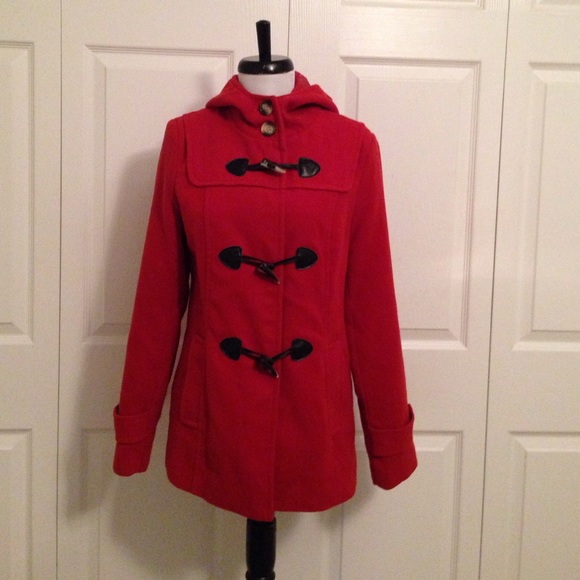 Dark red pea coat