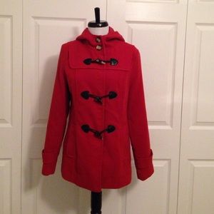 Dark red pea coat