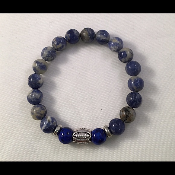 Mens Bracelet with Semi Precious Beads and Silver