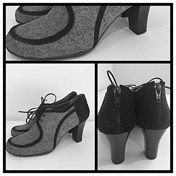 Aerosoles classic tweed black and gray tie-up pump - Picture 2 of 4