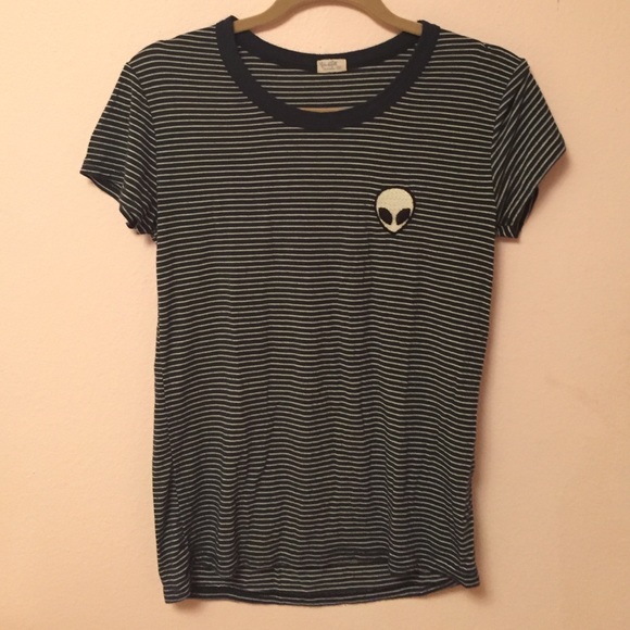 RARE brandy melville striped alien tee