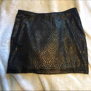 EXPRESS Gold & Black Lace Mini Skirt