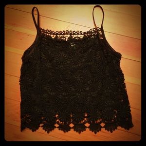 Black lace crop tank